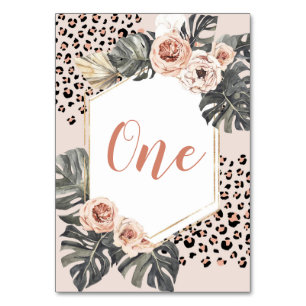 Numéro De Table Wild One Empreinte de léopard Girl Birthday Numéro