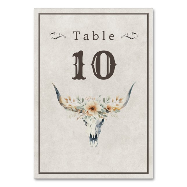 Numéro De Table Wild West mariage longhorn (Dos)