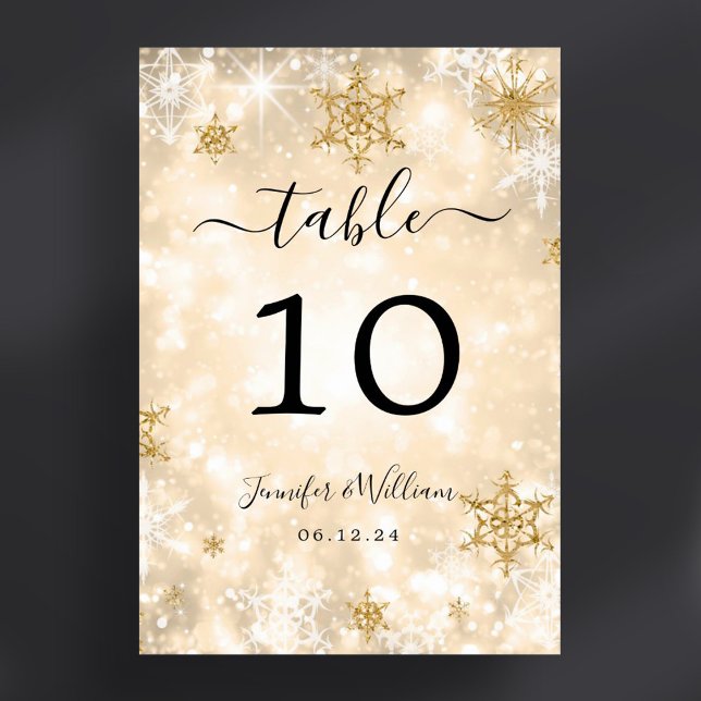 Numéro De Table Winter Wonder Xmas Holiday Mariage Gold (Winter Wonder Xmas Holiday Wedding Gold Table Number)