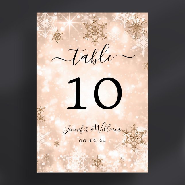 Numéro De Table Winter Wonder Xmas Mariage de vacances Rose or (Winter Wonder Xmas Holiday Wedding Rose Gold Table Number)