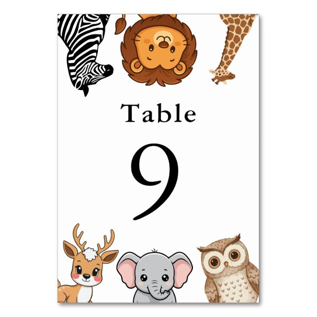 Numéro De Table Woodland Forest Animals Baby Shower (Par défaut)