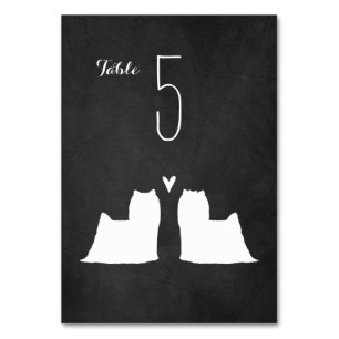 Numéro De Table Yorkshire Terrier Silhouettes Réception de mariage