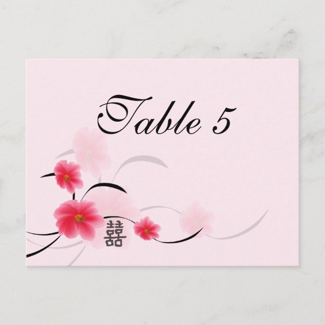 Numéro de tableau Carte Fleur rose Double Bonheur (Devant)