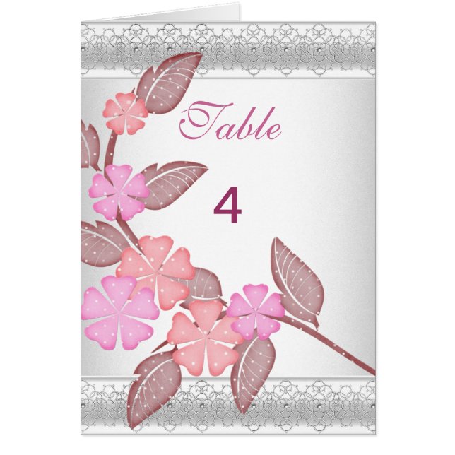 Numéro de tableau Cartes de place Pink Floral note (Devant)