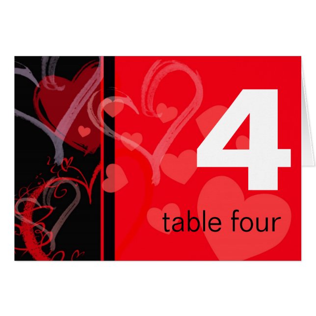 Numéro de tableau - Coeur mystique - Noir et Rouge (Devant Horizontal)