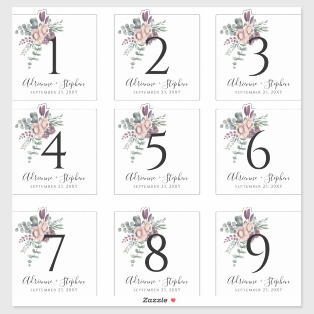 Numéro de tableau Étiquettes pour bouteilles de vi (Feuille)