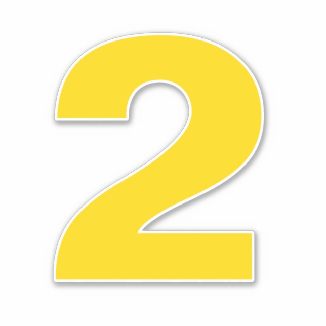 Numéro deux Sticker en or et blanc (Devant)