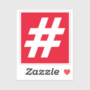 Numéro Hashtag Sticker rouge et blanc