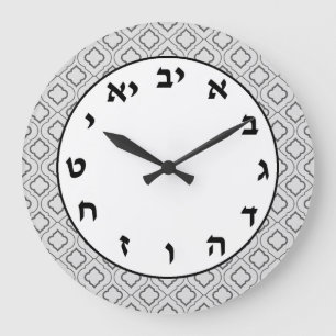 Numéro hébreu Horloge juive Lettres gris Quatrefoi