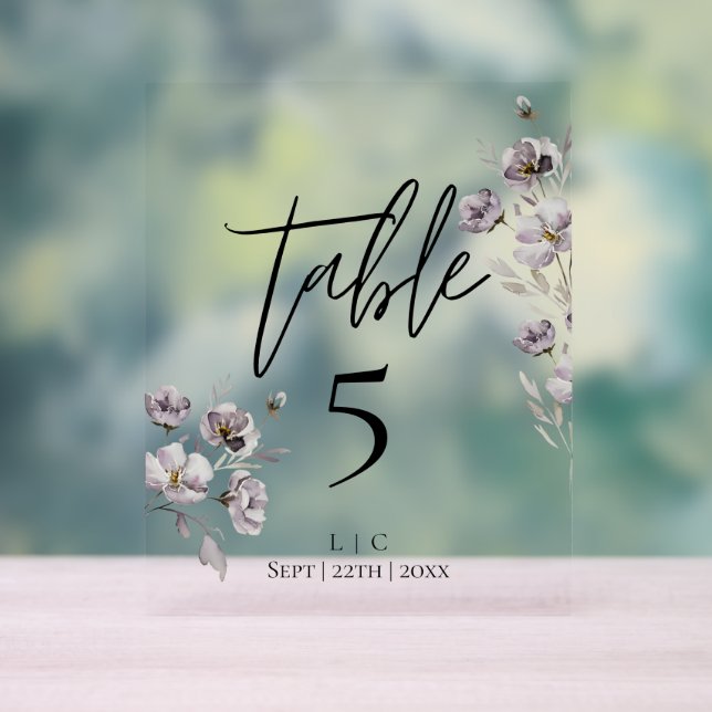 Numéro minimal de table d'aquarelle noire (Neutre)