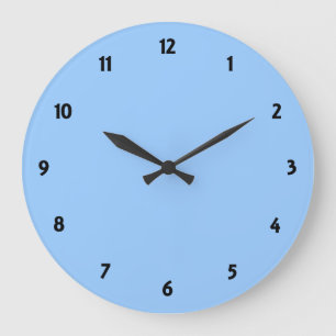 Numéro noir Horloge face bleu couleur ronde