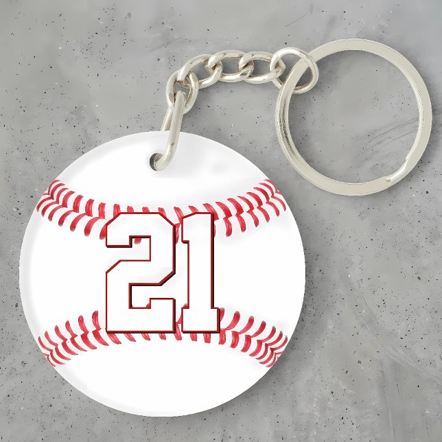 Numéro ou initiales du maillot du joueur de base-b (Personalized baseball keychain with custom player jersey number, initials or letters.)