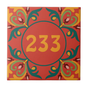 🧡 💚 Numéro personnalisé Carreaux orientaux, Azul