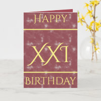 Numéro romain Carte de voeux 21e anniversaire