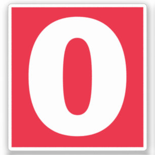 Numéro Sticker rouge et blanc zéro