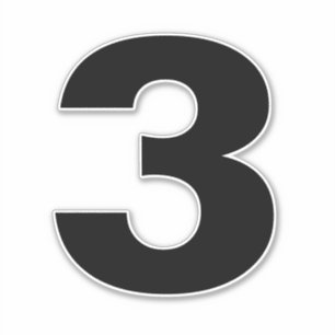 Numéro trois Sticker noir et blanc