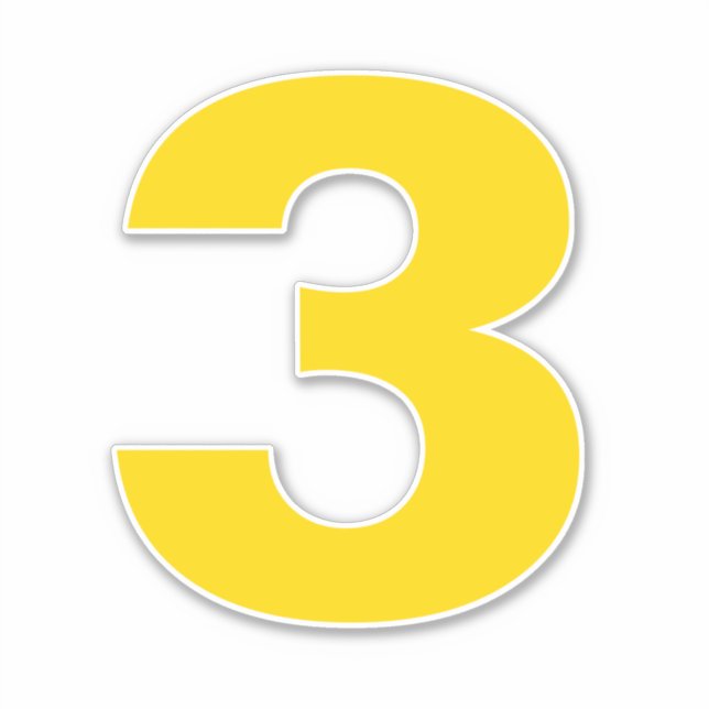 Numéro trois Sticker or et blanc (Devant)
