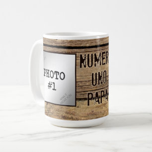Numero Uno Papa in rustikalen holzGerahmten Fotos Kaffeetasse