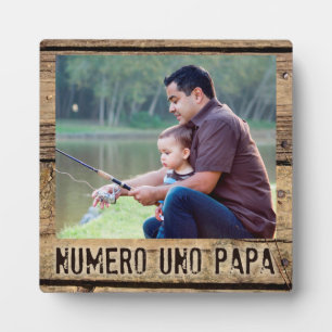 NUMERO UNO PAPA Rustic Wood Pater Vater Foto Fotoplatte