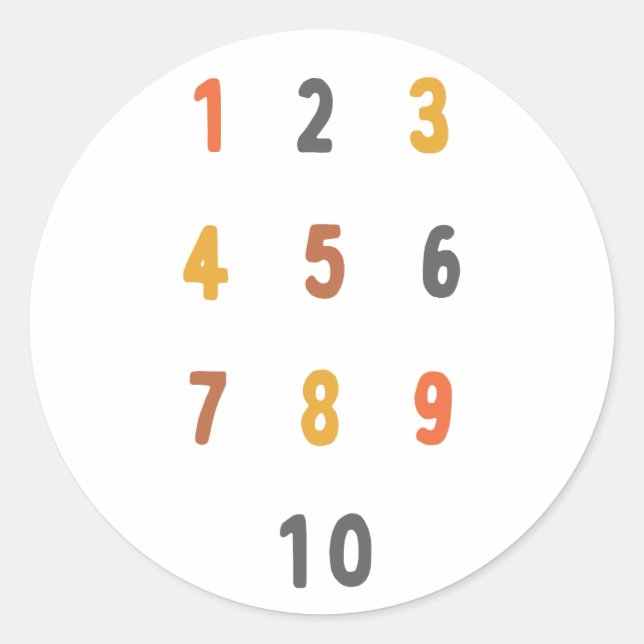 numéros 1-10 compter Stickers Étiquette éducation (Devant)