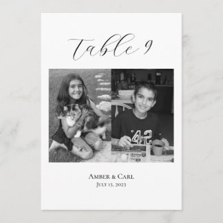 Numéros de carte de table de mariage de photos d'e