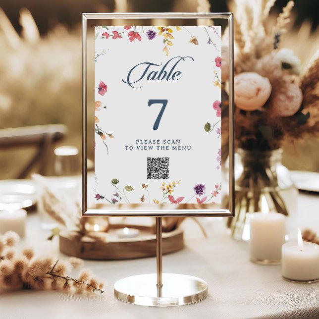 Numéros de table à code QR floral botanique élégan (Créateur téléchargé)