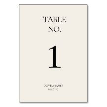 Numéros de table avant et arrière de mariage minim