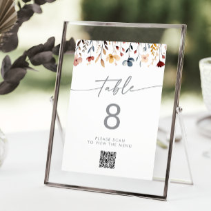 Numéros de table avec code QR Fleur sauvage fantai