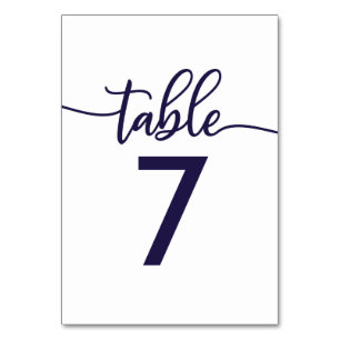 Numéros de Table Calligraphie Élégante Bleu Nuit