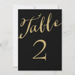 Numéros de table calligraphiés chic or et noir