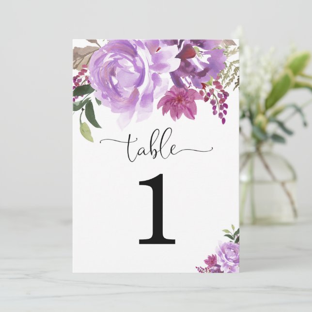Numéros de table de 5"x7" pour lavande violette (Debout devant)