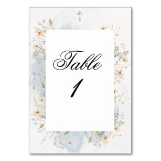 Numéros de table de baptême avec croix et accents