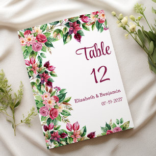 Numéros de table de bouquet de fleurs coloré et ma