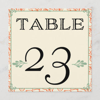Numéros de table de campagne rustiques orange et s