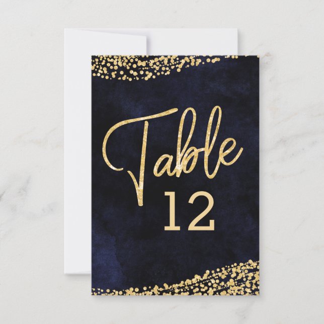 Numéros de table de mariage à l'aquarelle bleue ma (Devant)