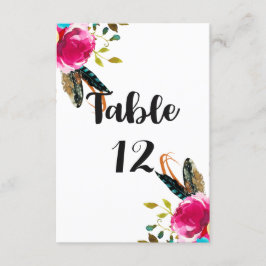 Numéros de table de mariage à l'aquarelle florale 