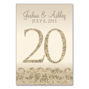 Numéros de table de mariage à paillettes - Carte d