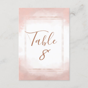 Numéros de table de mariage avec cadre en rose et