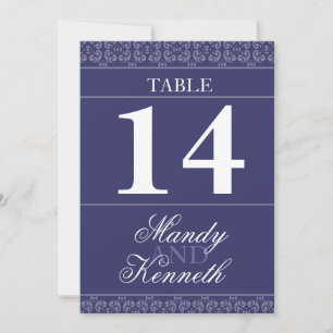 Numéros de table de mariage avec des bandes bleu m