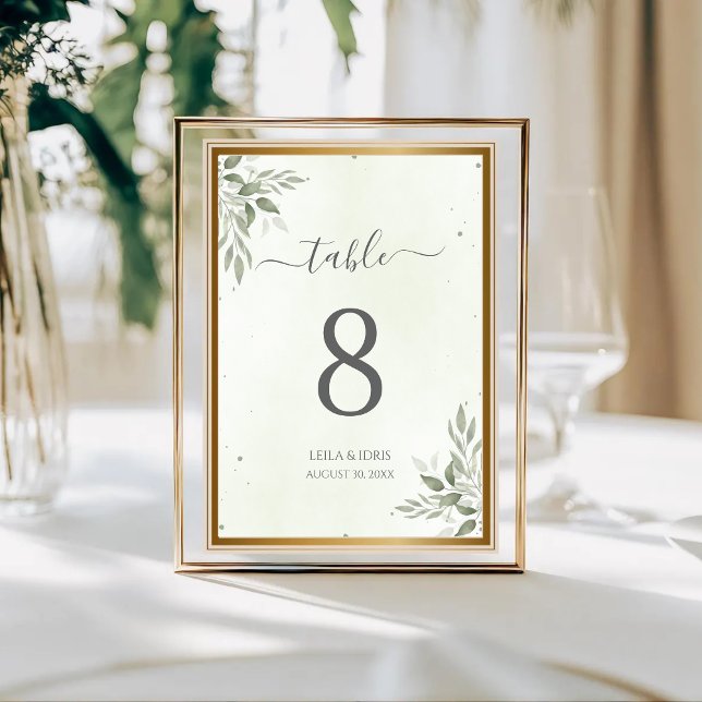 Numéros de table de mariage avec feuillage de saug (Créateur téléchargé)