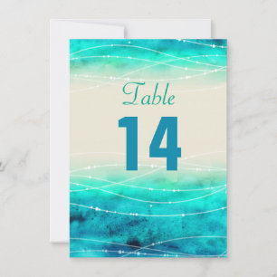 Numéros de table de mariage avec mers scintillante