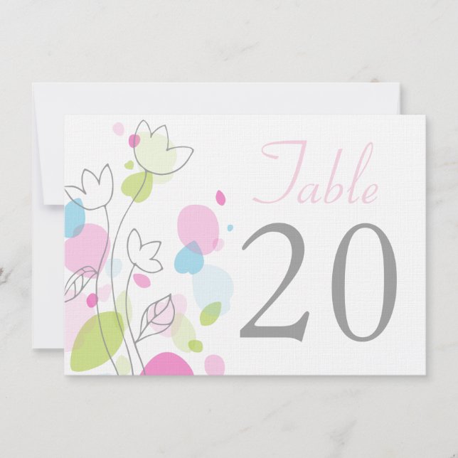 Numéros de table de mariage avec pétales de fleurs (Devant)