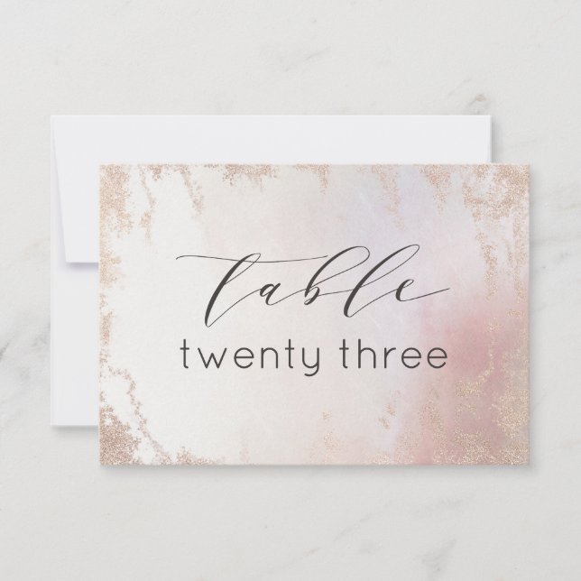 Numéros de table de Mariage bleu rose ombre (Devant)