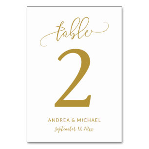 Numéros de table de mariage Bounce Script (Or) 2