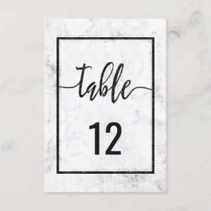 Numéros de table de mariage chic en marbre et plan
