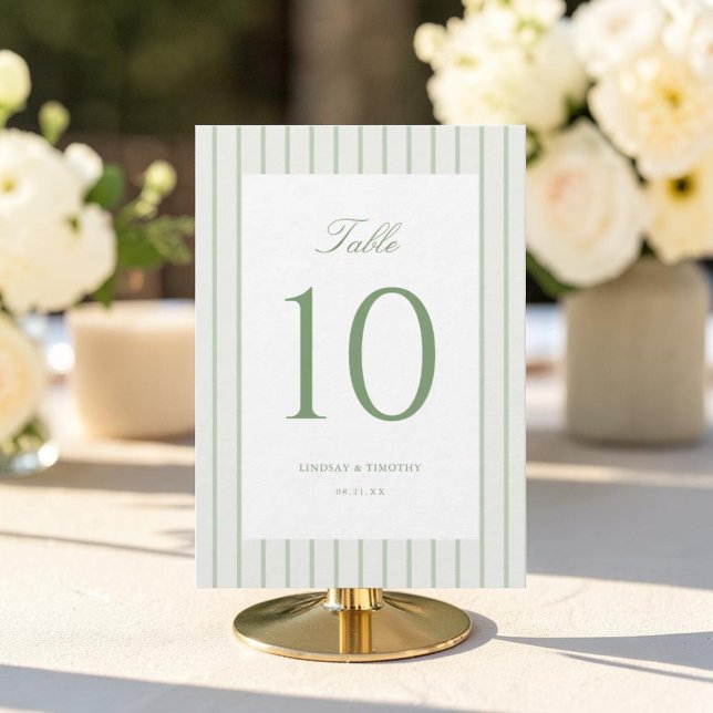 Numéros de table de mariage classiques à rayures v (Créateur téléchargé)