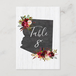Numéros de table de mariage de destination de l'Ét