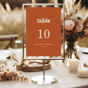Numéros de table de mariage en terre cuite simple