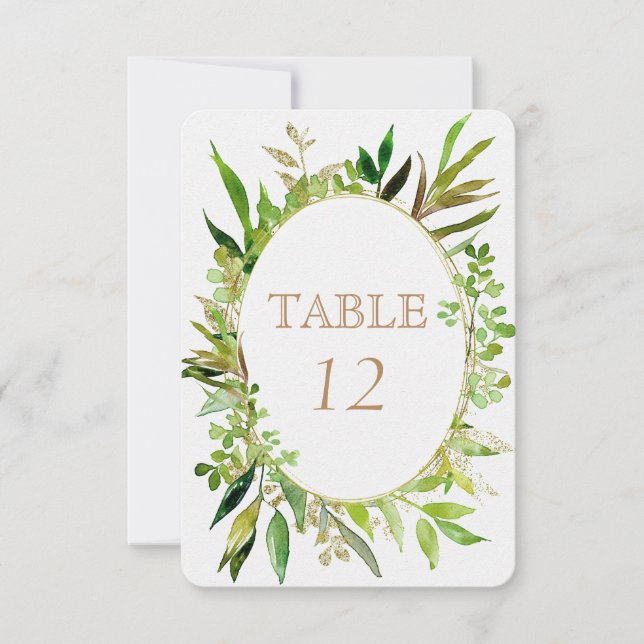 Numéros de table de mariage encadrés de verdure et (Devant)