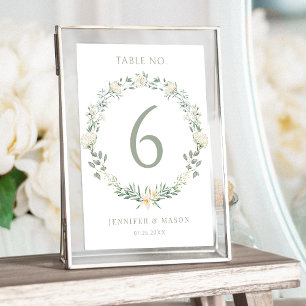 Numéros de table de mariage fleuri rustique